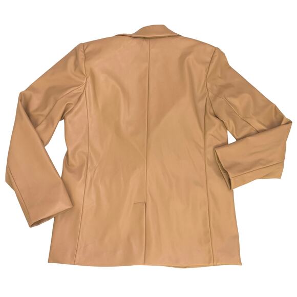 A New Day Womens  Faux Leather Relaxed Fit Blazer Small Jacket Caramel Tan Color - Picture 12 of 15